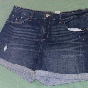 dark denim jean shorts